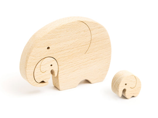 Elephant and calf Wooden toy
