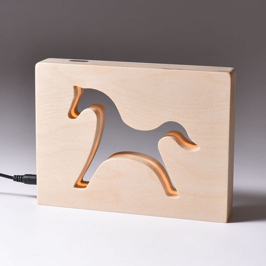 Good Mood Wooden Lamp Horse plugged angle