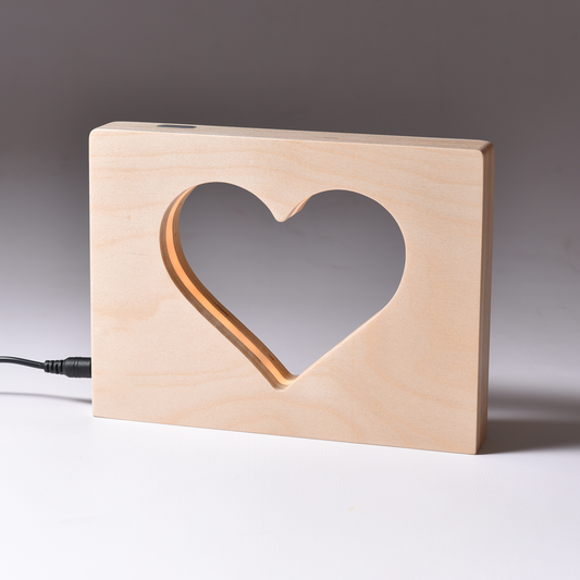 Looys Heart Wooden LED Night Light, Touch Dimmer, Warm White