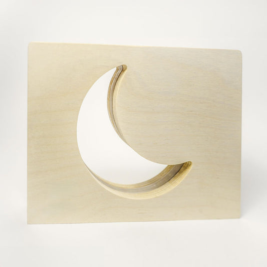 Looys Moon Wooden LED Night Light, Touch Dimmer, Warm White
