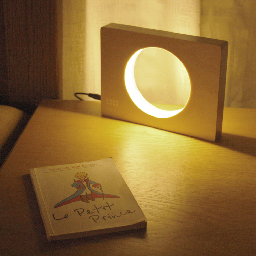 Looys Circle Wooden LED Night Light, Touch Dimmer, Warm White