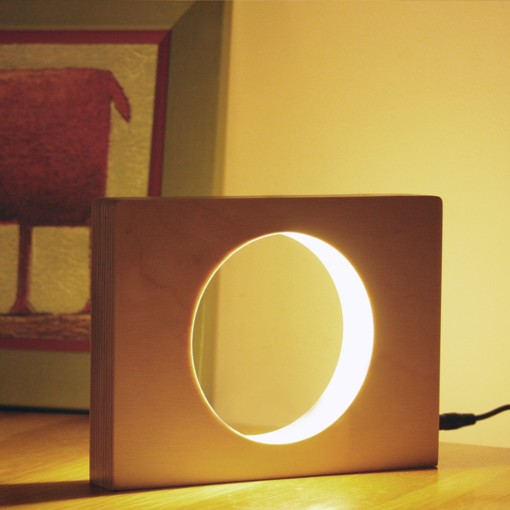 Looys Circle Wooden LED Night Light, Touch Dimmer, Warm White