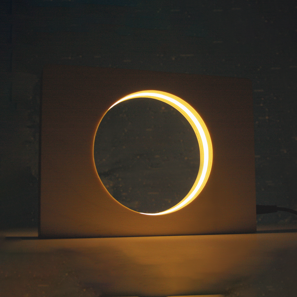 Looys Circle Wooden LED Night Light, Touch Dimmer, Warm White