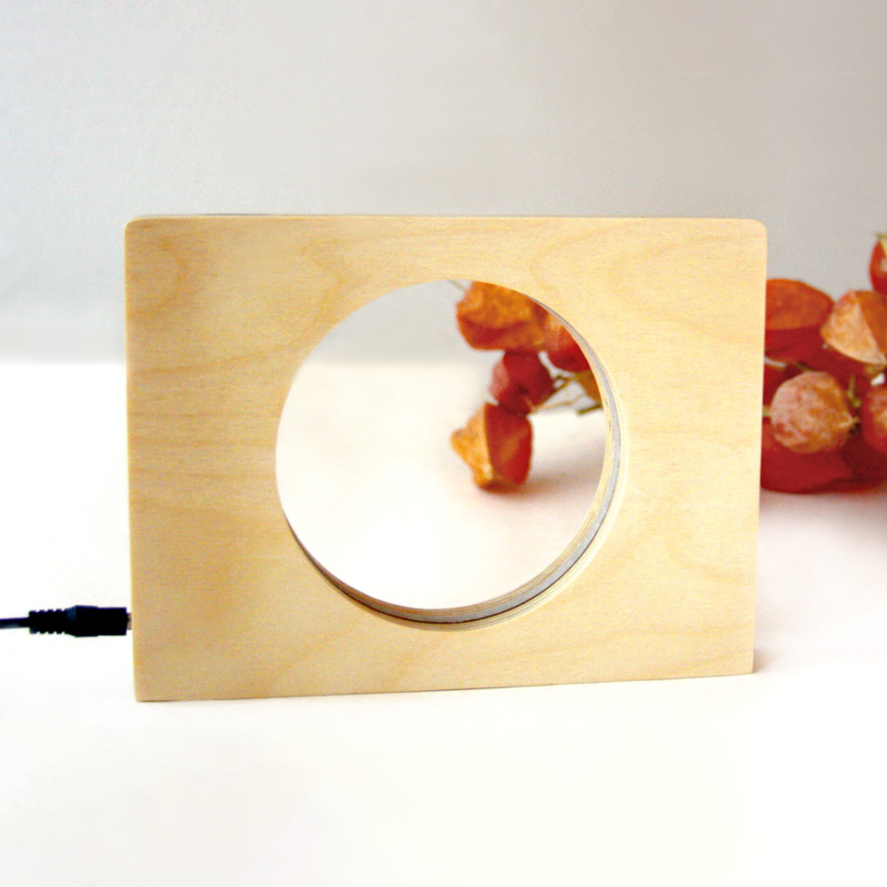 Looys Circle Wooden LED Night Light, Touch Dimmer, Warm White